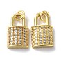 Brass Micro Pave Clear Cubic Zirconia Pendants, Long-Lasting Plated, with Jump Ring, Lock