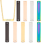 10Pcs 5 Colors 304 Stainless Steel Connector Charms, Rectangle