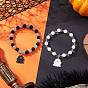 2шт. браслеты с подвесками из сплава и эмали на Хэллоуин, стеклянные бусины эластичные браслеты для мужчин и женщин, круглый и призрачный