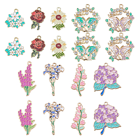 18 шт 9 стили подвески из сплава эмали, , золотые