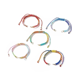Polyester Thread Braided Bracelets, for Adjustable Link Bracelet Making, with Ion Plating(IP) 202 Stainless Steel Beads
