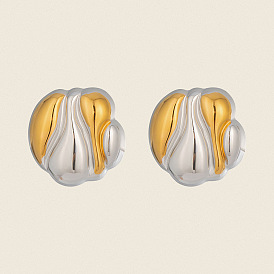 Двухцветные самородки 304 серьги-гвоздики из нержавеющей стали