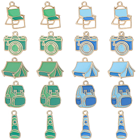 40 шт 10 стили кемпинговое снаряжение серия сплав эмалированные подвески, золотые