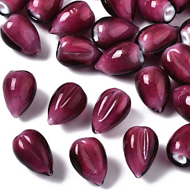 Perles lampwork, perles au chalumeau, faits à la main, la moitié foré, bourgeon floral