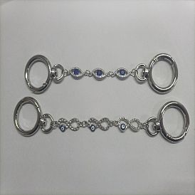 1 ensemble de rallonges de sangle de sac en alliage émaillé avec maillons anti-mauvais œil, avec strass en cristal et fermoirs pivotants en alliage, infini & oeil