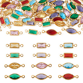 60 шт. 12 стили латунные подвески-подвески с паве k9 стеклянные подвески-подвески, конский глаз и прямоугольник, золотые