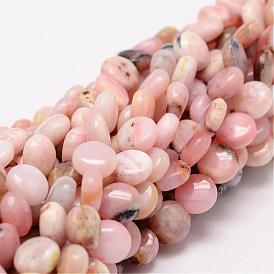 Flat Round Natural Pink Opal Beads Strands