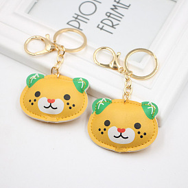 Cute Tiger PU Leather Keychain for Women's Wallets and Bags, Year of the Tiger Keyring Pendant