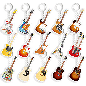 Porte-clés instrument de musique en acrylique, à trouver métal, guitare