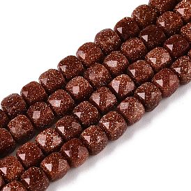 Synthetic Goldstone Beads Strands, Faceted, Cube