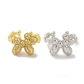 Rack Plating Brass Micro Pave Clear Cubic Zirconia Rings, Lead Free & Cadmium Free, Long-Lasting Plated, Horse