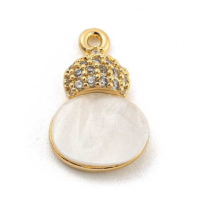 Brass Micro Pave Clear Cubic Zirconia Pendants, with Acrylic