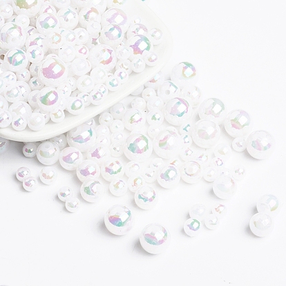 AB Color Acrylic Beads, Round Spacer Beads, 4~10mm, Hole: 1~2mm