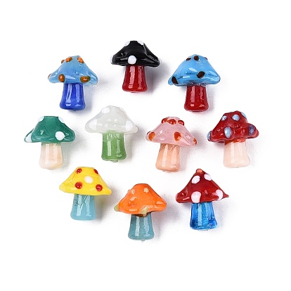 Ручной работы ухабистым Шарики Lampwork, гриб