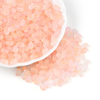 Бусины из матового стекла, два тона, круглое отверстие, овальные