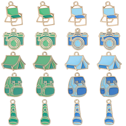 40 шт 10 стили кемпинговое снаряжение серия сплав эмалированные подвески, золотые