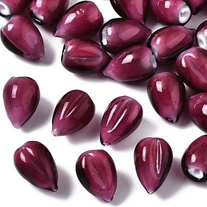 Perles lampwork, perles au chalumeau, faits à la main, la moitié foré, bourgeon floral
