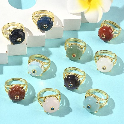 Открытые кольца манжеты из латуни с микропаве и кубическим цирконием, С камнями, круглые, стойки покрытие, долговечный, золотые