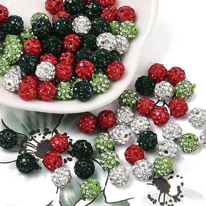 Полимерная глина, стразы, бусины на рождественскую тему, pave disco бусины, класс А, круглые
