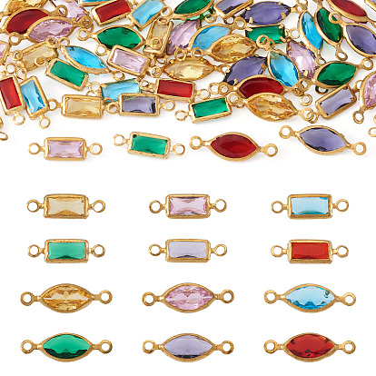 60 шт. 12 стили латунные подвески-подвески с паве k9 стеклянные подвески-подвески, конский глаз и прямоугольник, золотые