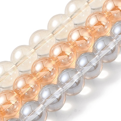 Прозрачные стеклянные бусины гальваническим пряди, гальваническое покрытие, круглые