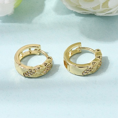 Brass Micro Pave Clear Cubic Zirconia Hoop Earrings for Women