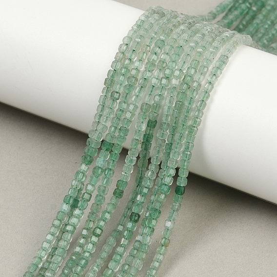 Естественный зеленый авантюрин бисер нитей, граненые, кубические