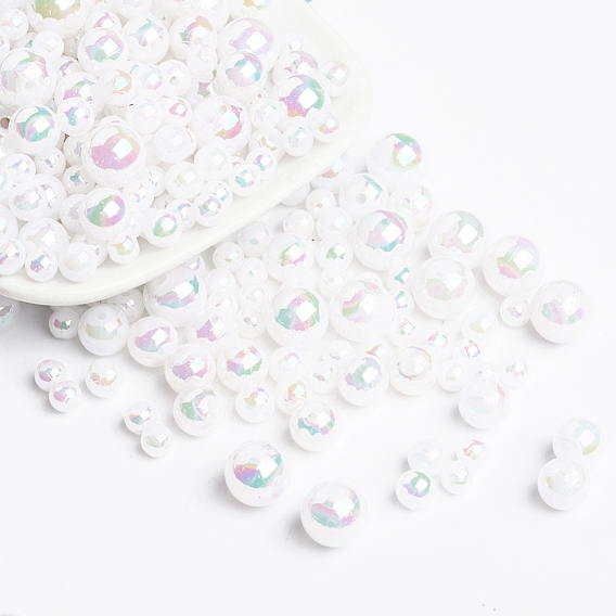 AB Color Acrylic Beads, Round Spacer Beads, 4~10mm, Hole: 1~2mm