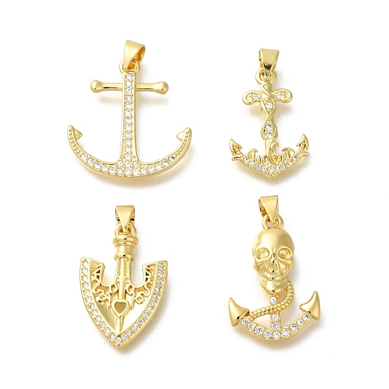 Стойка металлическая латунная микропрофилированная кубическая циркония подвески, долговечный, без свинца и без кадмия, Якорь прелести