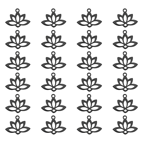 24 шт. 201 подвески из нержавеющей стали, лазерная резка, полый, очарование лотоса