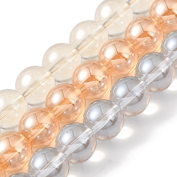 Прозрачные стеклянные бусины гальваническим пряди, гальваническое покрытие, круглые