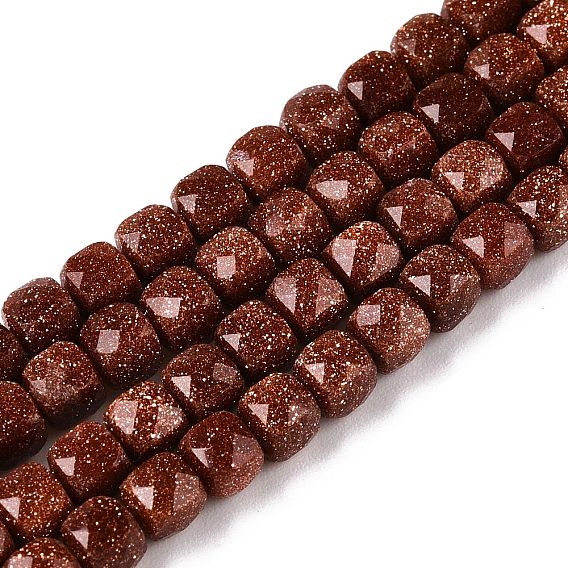 Синтетические голдстоуновские бисер пряди, граненые, кубические