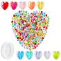 Eco-Friendly Transparent Acrylic Beads, Heart, Dyed, AB Color, with Clear Elastic Crystal Thread