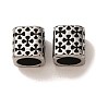 304 Stainless Steel European Beads, Large Hole Beads, Cube with Spade Pattern