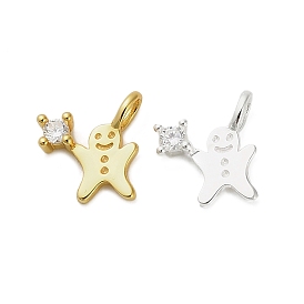 925 Рождественские подвески в виде пряничного человечка из стерлингового серебра с прозрачными кубическими цирконами