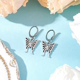 Серьги из 304 нержавеющей стали, с подвесками в виде бабочки в тибетском стиле из сплава