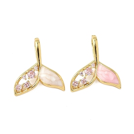 Кулоны из латуни с прозрачным кубическим цирконием, без кадмия и без свинца, рыбий хвост, реальный 18 k позолоченный