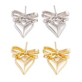 Серьги-гвоздики из латуни с бантом и стойкой, женские серьги с подвесками в форме сердца, без кадмия и без свинца, долговечный