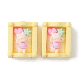 Opaque Resin Cabochons, Bed with Baby