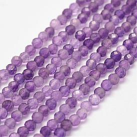 Natural Amethyst Bead Strands, Faceted, Round