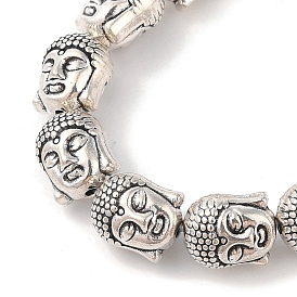 Tibetan Style Buddha Head Alloy Bead Strands, Lead Free, 11x9x8mm, Hole: 2mm, about 19pcs/strand, 8 inch