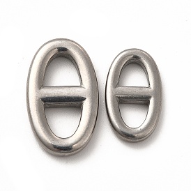 304 Stainless Steel Connector Charms, Navy Mesh Charms, Oval