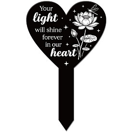 Acrylic Garden Stake, Ground Insert Decor, for Yard, Lawn, Garden Decoration, Heart with Memorial Words