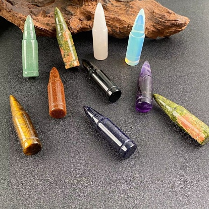 Natural & Synthetic Gemstone Bullet Figurines Statues for Home Desk Decorations