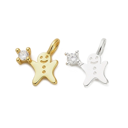 925 Рождественские подвески в виде пряничного человечка из стерлингового серебра с прозрачными кубическими цирконами