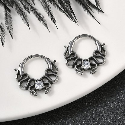 Змея 316 серьги-кольца из хирургической нержавеющей стали с прозрачным кубическим цирконием, кольца для носа
