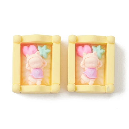 Opaque Resin Cabochons, Bed with Baby