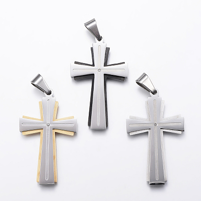 304 из нержавеющей стали большие кулоны, крестик, со стразами