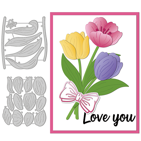 2 шт 2 стили трафареты для штампов из углеродистой стали, для diy scrapbooking, Фотоальбом, декоративная бумага для тиснения, цвет нержавеющей стали, тюльпан