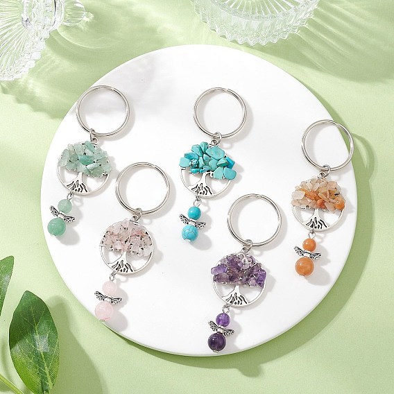 5шт. Тибетский стиль сплав драгоценный камень дерево жизни кайчиан, старинное серебро и платина